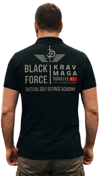 Black Force Krav Maga Türkiye Tactical Self Defense Academy Eğitim Tişörtü (arka görünüm)